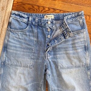 Madewell darted barrel jeans with raw hem